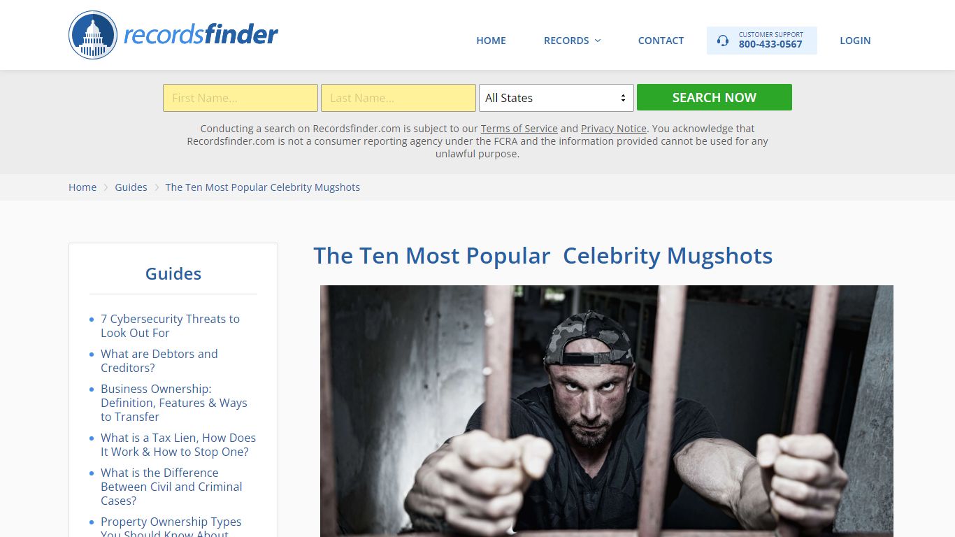 The Ten Most Popular Celebrity Mugshots - RecordsFinder